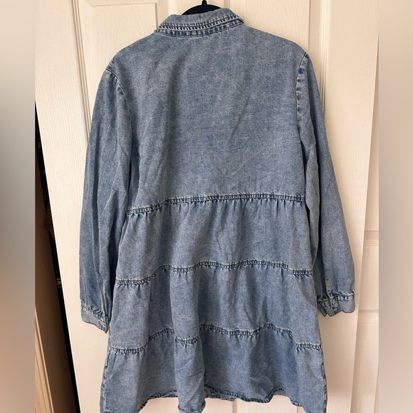 Womens Denim Long Sleeve Dress - Picture 5 of 9